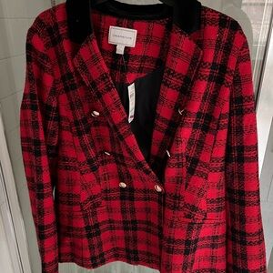 Charter Club Women's Red Plaid Jacket Size 12